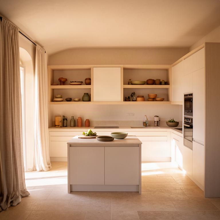 Cucina contemporanea illuminata dalla luce naturale in una casa pugliese